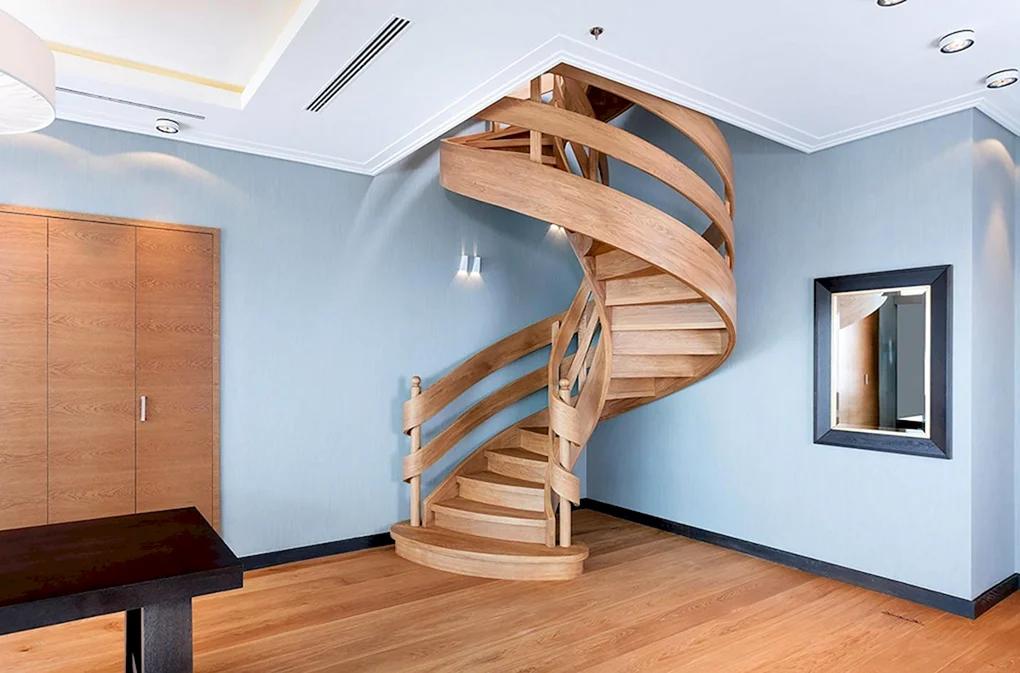 Винтовая деревянная лестница ДЛС-034 С металлом